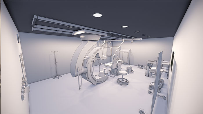 Imagen de laboratorio de cateterismo renderizado de diseño de Telefónicos 1