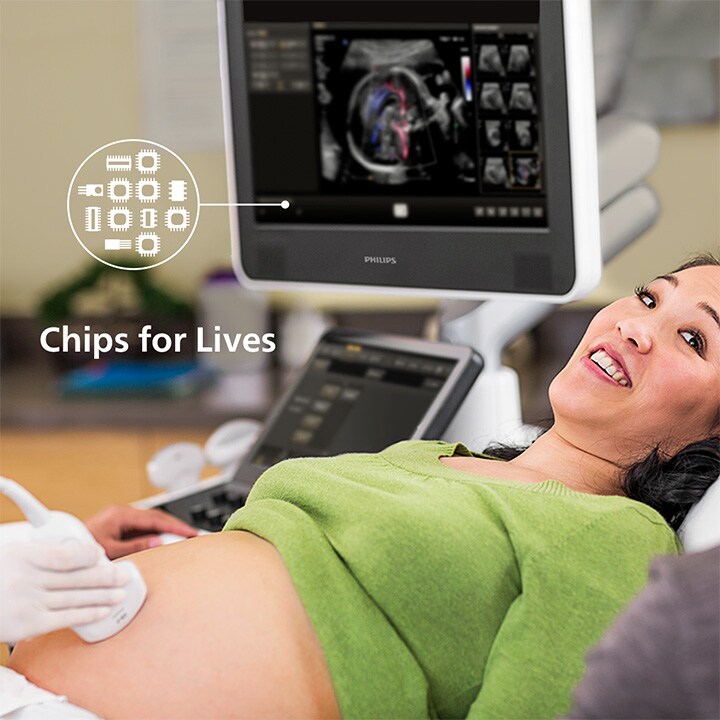 Ultrasound / care provider in hospital. Image title: Chips for Lives. Image: Philips